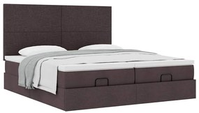 Estrutura de cama otomana com colchões tecido castanho escuro