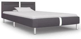 Estrutura de cama c/ LEDs 90x200 cm couro artificial cinzento