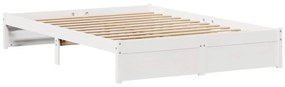 Cama sem colchão 150x200 cm madeira de pinho maciça branco