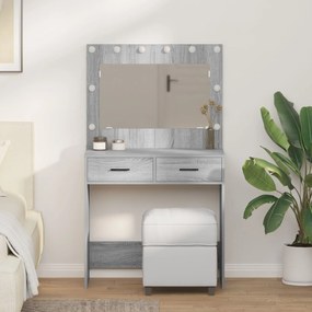 Mesa de Vestir com Luzes LED Cinza Sonoma 78,5x41x135 cm