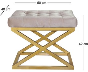Pouffe Capraz – Dourado e Creme – 50x42x40 cm