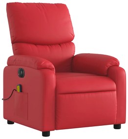 Poltrona massagens reclinável elétrica couro artif. vermelho