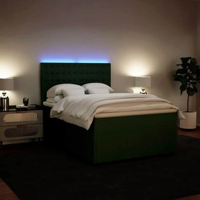 Cama com molas/colchão 160x200 cm veludo verde-escuro