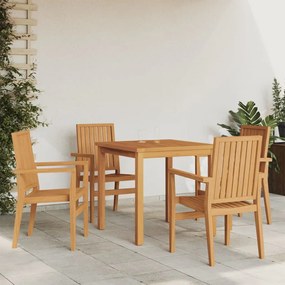 5 pcs conjunto de jantar p/ jardim madeira de teca maciça
