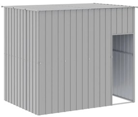Casota cães c/ parque 214x457x181 cm aço galvaniz. cinza-claro