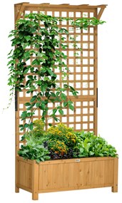 Outsunny Floreira com Treliça de Madeira Caixa de Plantio com Suporte para Plantas Trepadeiras para Cultivo de Plantas Flores para Pátio Terraço Varanda 90x45x183cm Madeira
