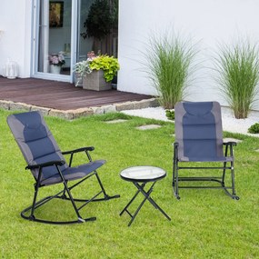 Conjunto de 2 Cadeiras Dobráveis com Mobiliário de Mesa Baixa Exterior Conjunto de Cadeiras Almofadadas para Pátio, praia e piscina Azul