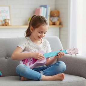 Ukelele de 21 polegadas para crianças infantil com 4 cordas de nylon e 12 trastes para iniciantes Instrumento musical rosa