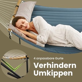 Cama Rede decanso Jardim com armação metálica para rede, capacidade de carga até 200 kg Azul