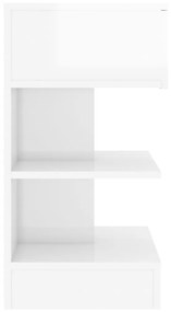 Mesa de cabeceira 40x35x65 cm contraplacado branco brilhante