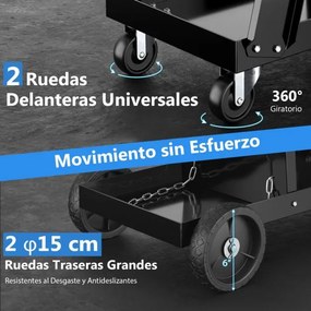 Carrinho de soldagem de 3 níveis 70 x 38 x 87 cm  (MAQUINA NÃO INCLUIDA) com 2 correntes de segurança, rodas giratórias, 2 ganchos laterais e capacida