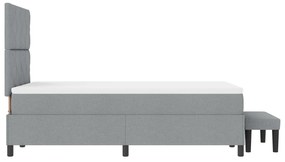 Cama Box Spring com Colchão &amp; Banco Cinza Claro 120x200 cm Tecido