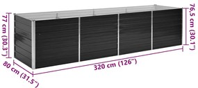 Canteiro elevado jardim aço galvanizado 320x80x77 cm antracite