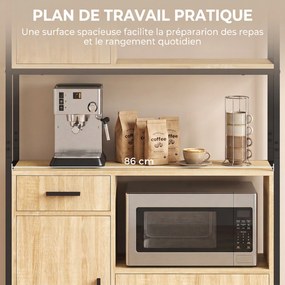 Armário de Cozinha Alto, 90 x 30 x 170 cm, 3 Portas com Fecho Suave, cor Natural