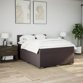 Cama com molas/colchão 140x200 cm tecido castanho-escuro