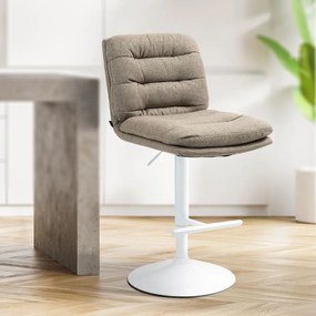 Banco de bar Damar em tecido com estrutura branca 94-116 x 42 x 56 cm Castanho acinzentado