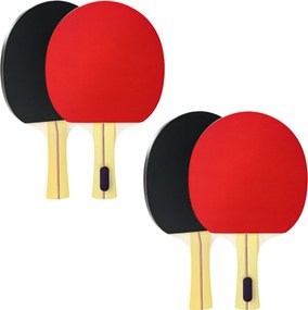 Raquetes de Ping Pong com 4 Raquetes, 8 Bolas e Estojo de Transporte para Iniciantes e Especialistas Vermelho