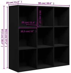 Estante 98x29x97,5 cm derivados madeira preto