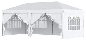 Outsunny Tenda para Festas 585x295x270 cm com Paredes Laterais Amovíveis 2 Portas com Zíper 4 Janelas e Bolsa de Transporte Branco | Aosom Portugal