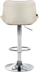 Banco alto em tecido com estrutura prateada 85-106 x 49 x 51 cm cor creme