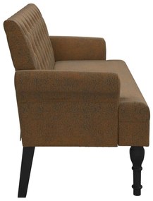 Banco com encosto 120x62x75,5 cm camurça artificial castanho
