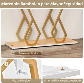 Mesa de Consola de Entrada, 100 x 30 x 79 cm, Tampo de Mármore Artificial, Branco