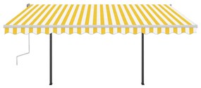 Toldo retrátil manual com luzes LED 4x3,5 m amarelo e branco