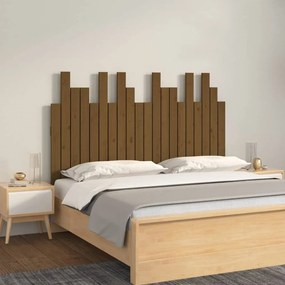vidaXL Cabeceira de parede 127,5x3x80 cm pinho maciço castanho-mel