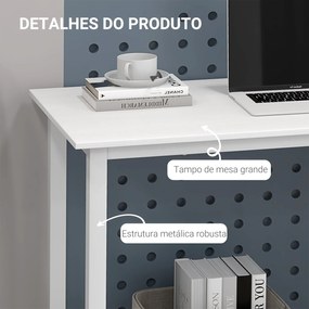 HOMCOM Secretária Moderna Mesa de Estudo com Estrutura de Aço e Pés Aj