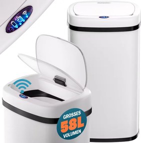 Caixote do lixo com sensor em aço inoxidável  58L branco/creme