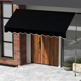 Toldo retrátil manual 3 m x 180 cm Sombra exterior ajustável sem perfuração com manivela para pátio, varanda, jardim Preto