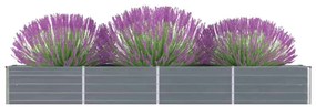 Canteiro elevado jardim aço galvanizado 320x40x45 cm cinzento