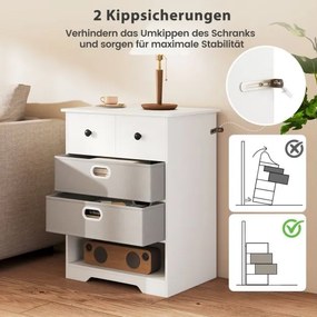 Cómoda com 4 gavetas  com prateleiras abertas 58 x 42 x 75 cm Branco + Cinza