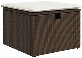 7 pcs conjunto de sofás jardim c/ almofadões vime PE castanho