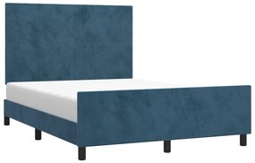Estrutura de cama sem colchão 140x190 cm veludo azul-escuro