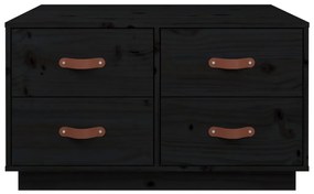 Mesa de centro 80x80x45 cm madeira de pinho maciça preto