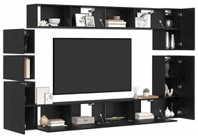 Conjunto de móvel de TV 9 pcs Carvalho preto Madeira processada