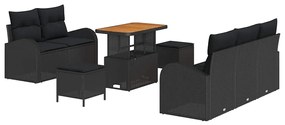 Conjunto de Sofá de Jardim vidaXL de 8 peças com Almofadas Preto Ratta
