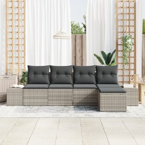 Conjunto de Sofá de Jardim de 5 Peças com Almofadas Cinza Claro de Rat