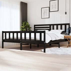 3101177 vidaXL Estrutura de cama 200x200 cm madeira maciça preto