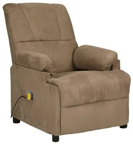 Cadeira massagens reclinável camurça artif cinzento-acastanhado