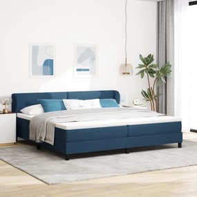 vidaXL Cama Box Spring com Colchão Azul 200x200 cm Tecido