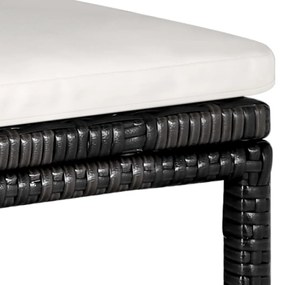 5 pcs conjunto de bar p/ jardim c/ almofadões vime PE preto