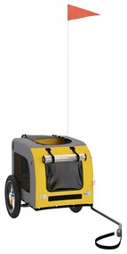 Reboque bicicleta p/ animais tecido oxford/ferro amarelo/cinza