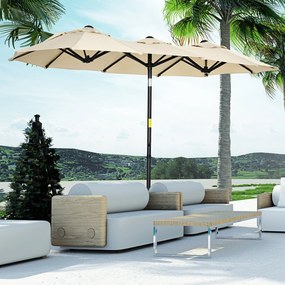 Chapéu de Sol Duplo 295x152x222 cm Chapéu de Sol de Jardim com Inclina
