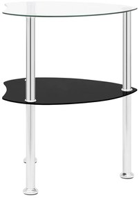 Mesa apoio 2 prateleiras 38x38x50cm vidro temp. transp./preto
