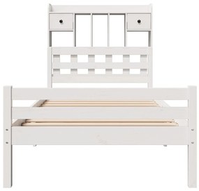 Cama com estante sem colchão 100x200 cm pinho maciço branco