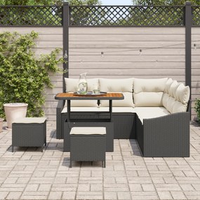 Conjunto de Sofás para Jardim vidaXL de 8 Peças com Almofadas Preto Ra