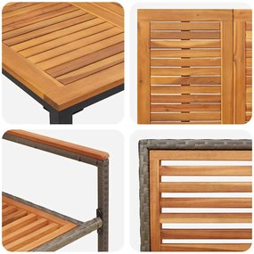 Conjunto de Jantar para Jardim Conjunto de 3 Cinza Metal e madeira