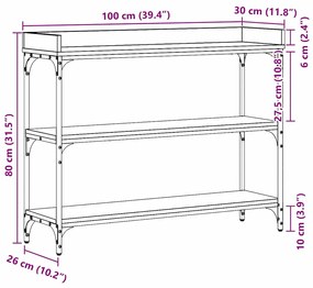 Mesa de Console vidaXL Carvalho Artisan 100x30x80 cm Madeira Engineere